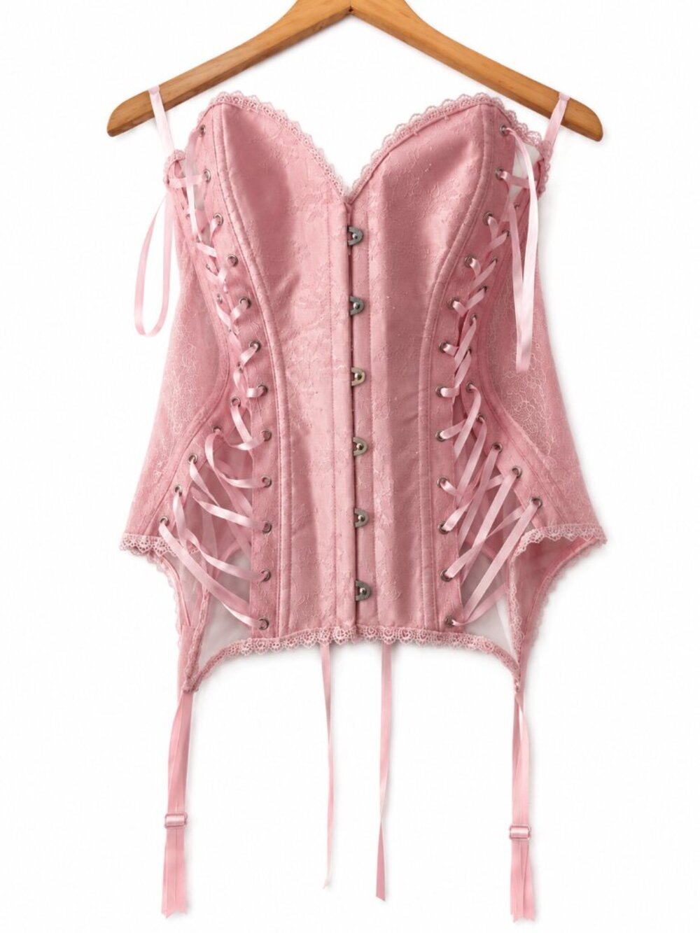 NWT Adore Me Pink Aurora Lace-Up Corset Sz M